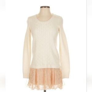 Anthropologie Knitted & Knotted Wool Alpaca Blend Sweater Dress Sz S Ivory